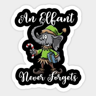 Christmas Elephant Funny Elf Costume An Elfant Never Forgets Sticker